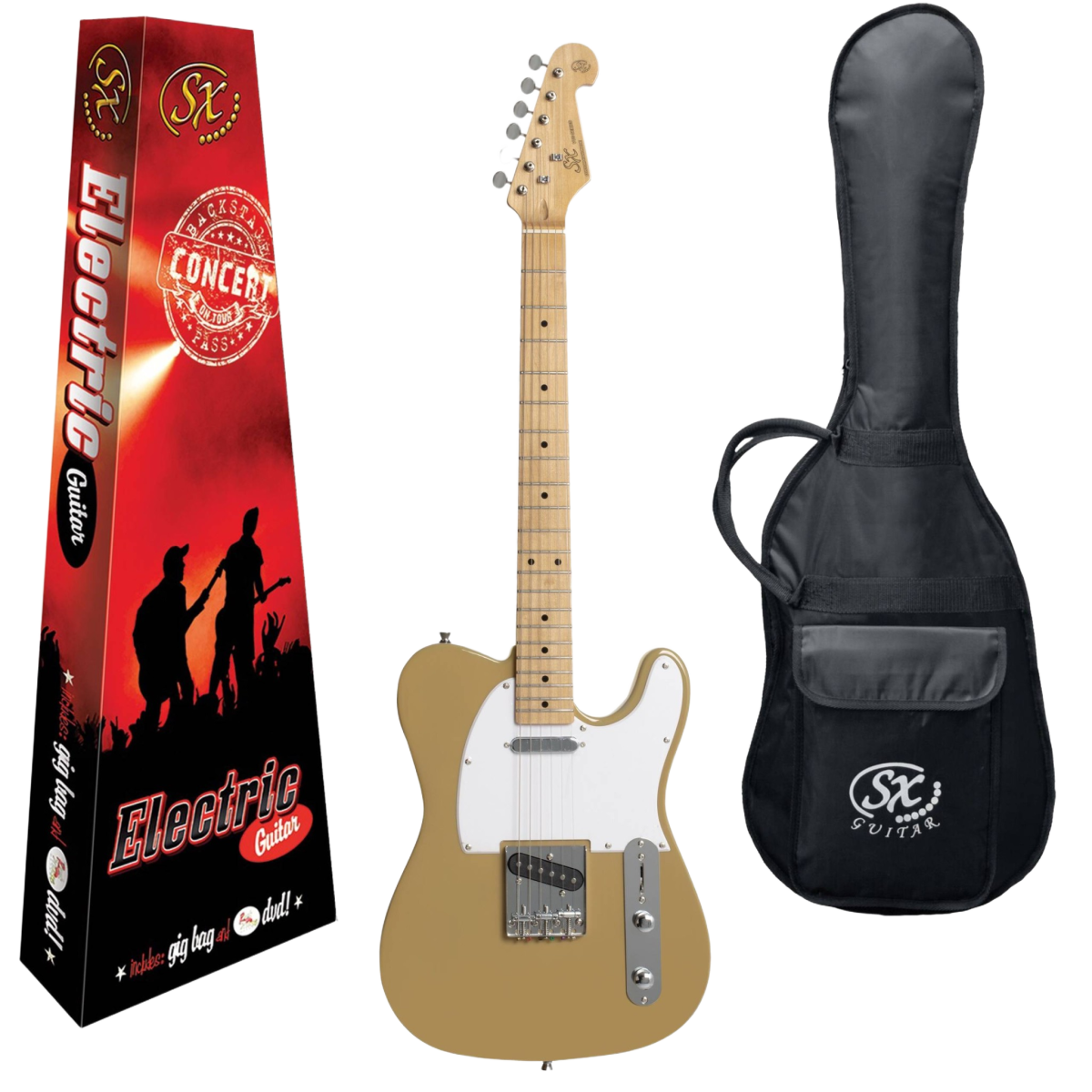 SX VET50BSB TELE STYLE ELECTRIC GUITAR BUTTERSCOTCH BLONDE WITH GIG BAG