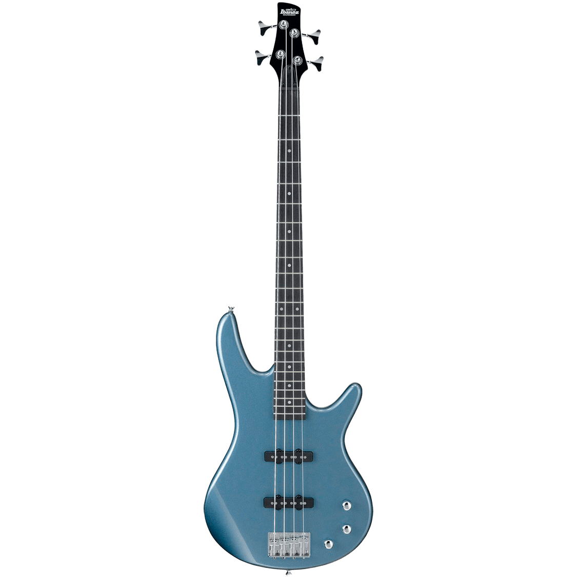 Ibanez SR180BEM bass guitar finished in Baltic Blue Metallic with a lightweight poplar body and dual pickup configuration.