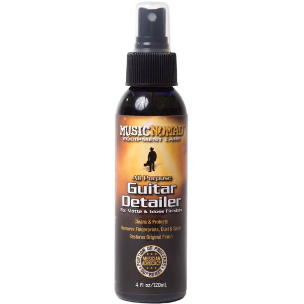 A single spray bottle of Music Nomad Guitar Detailer with a black spray nozzle.