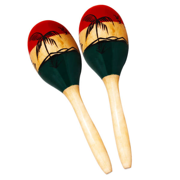 MANO PERCUSSION WOODEN OVAL SHAPED MARACAS 10" LONG ED764