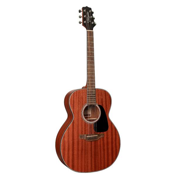 Full-length front view of a Takamine G11 Series NEX acoustic guitar featuring a natural wood grain finish, mahogany top, dark fretboard, and a simple rosette.