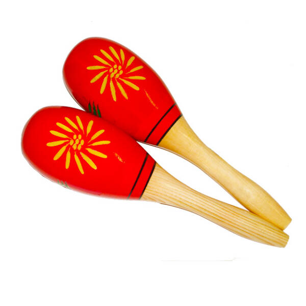 MANO PERCUSSION WOODEN OVAL SHAPED MARACAS 9½" LONG - UE410