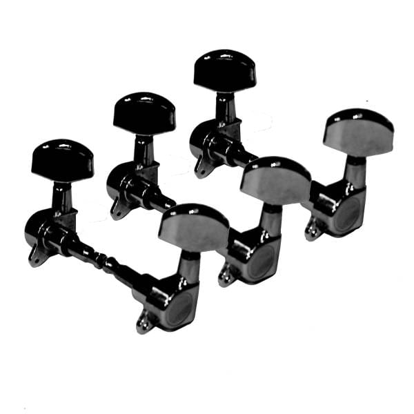 MACHINE HEADS BLACK ACOUSTIC & ELECTRIC STEEL STRING TUNERS 3-A-SIDE K31B