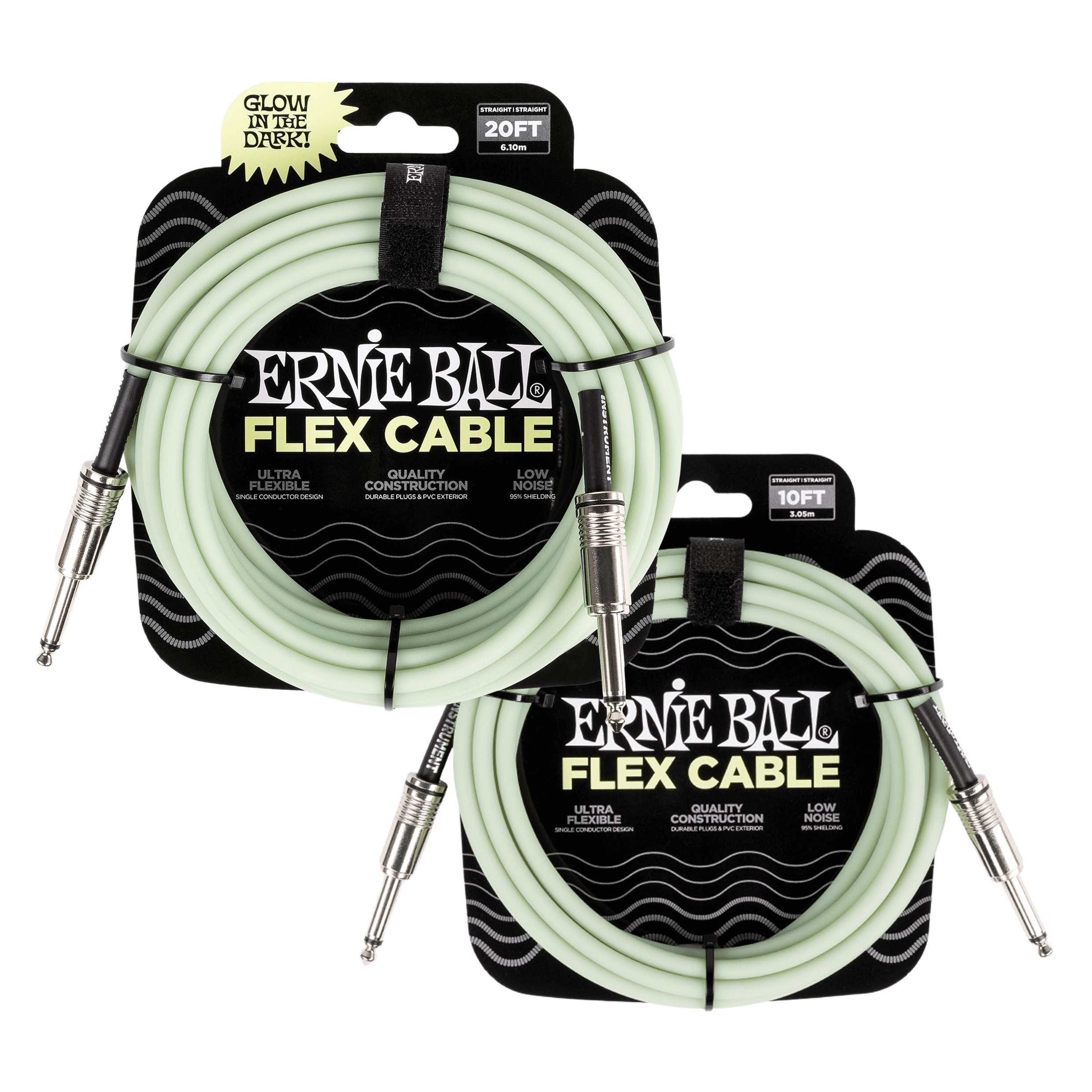 ERNIE BALL GLOW IN THE DARK FLEX INSTRUMENT CABLES - CHOOSE YOUR LENGTH