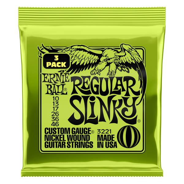 ERNIE BALL REGULAR SLINKY ELECTRIC GUITAR STRINGS 10-46 GAUGE - 3 PACK