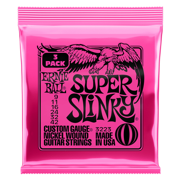 ERNIE BALL SUPER SLINKY ELECTRIC GUITAR STRINGS 9-42 GAUGE - 3 PACK