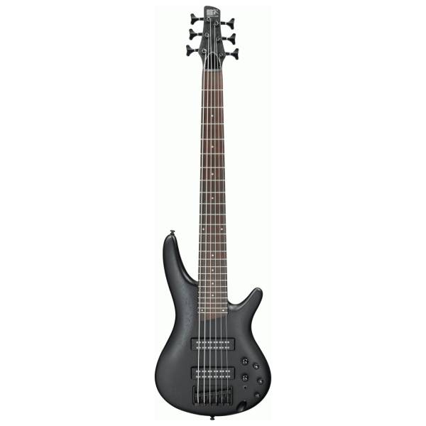 Ibanez SR306EB WK 6-string electric bass guitar featuring a Weathered Black finish and black hardware.