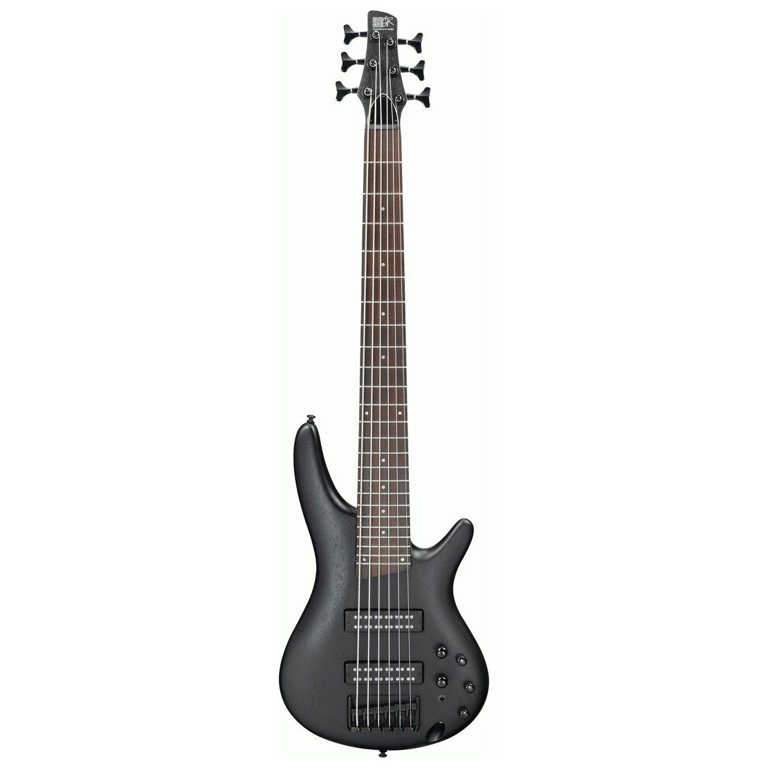 Ibanez SR306EB WK 6-string electric bass guitar featuring a Weathered Black finish and black hardware.