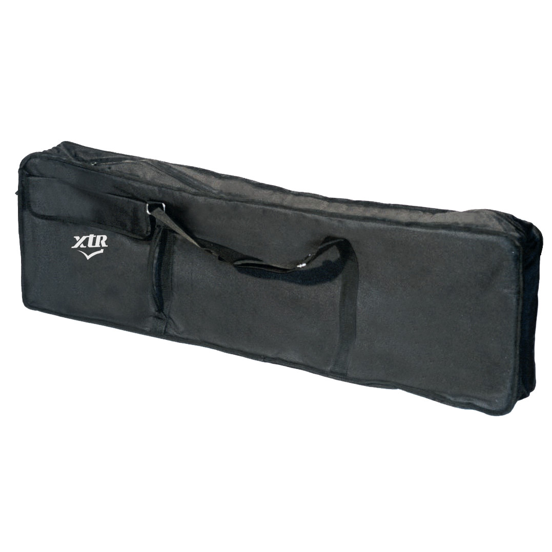 Black nylon keyboard carry bag with two carrying handles, a front storage pocket, and a white XTR logo.